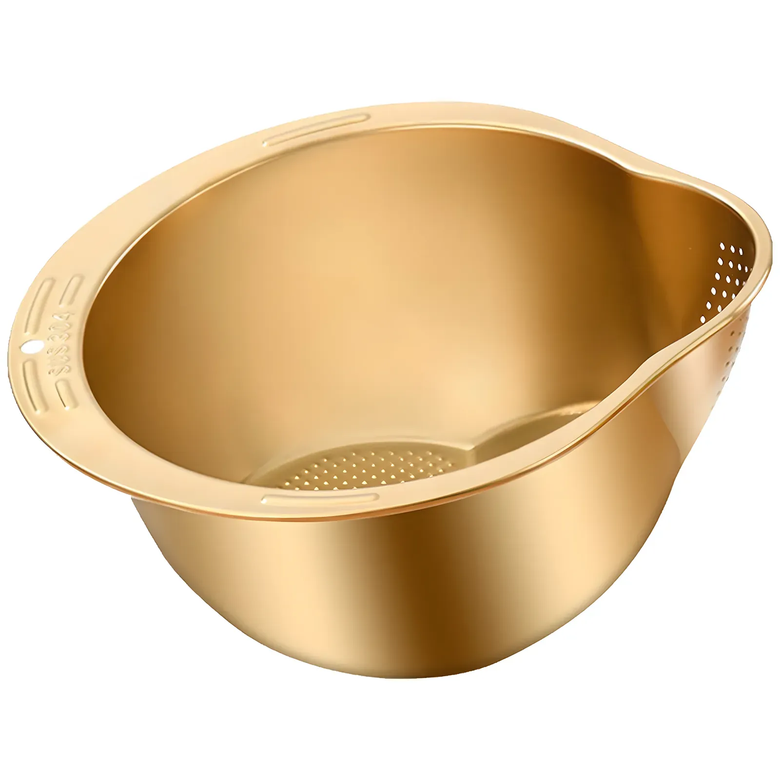 Rice Strainer with Suction Cup Hook, Stainless Steel Colander with Slanted Design (2-Pack)